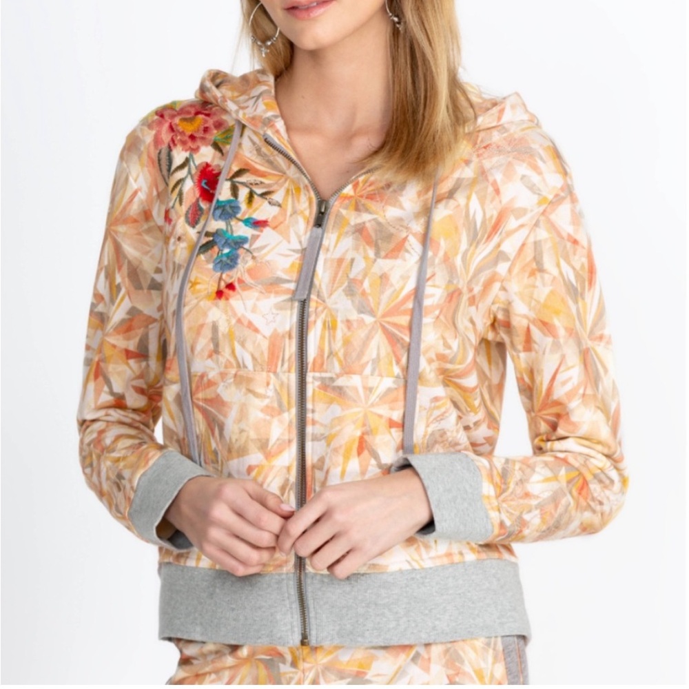 Johnny Was Kaleidoscope Sorbet Modern Zip Up Hoodie M NWT